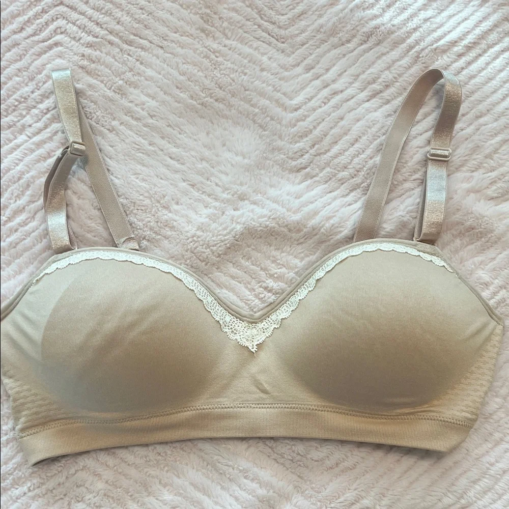 Hanes Beige Lace Accent Bra
